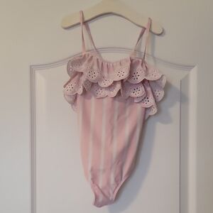 Janie and Jack Pink Striped Ruffle Bodysuit